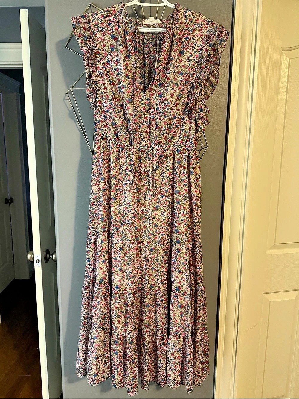 BB Dakota Floral Maxi Dress in Cream & Red